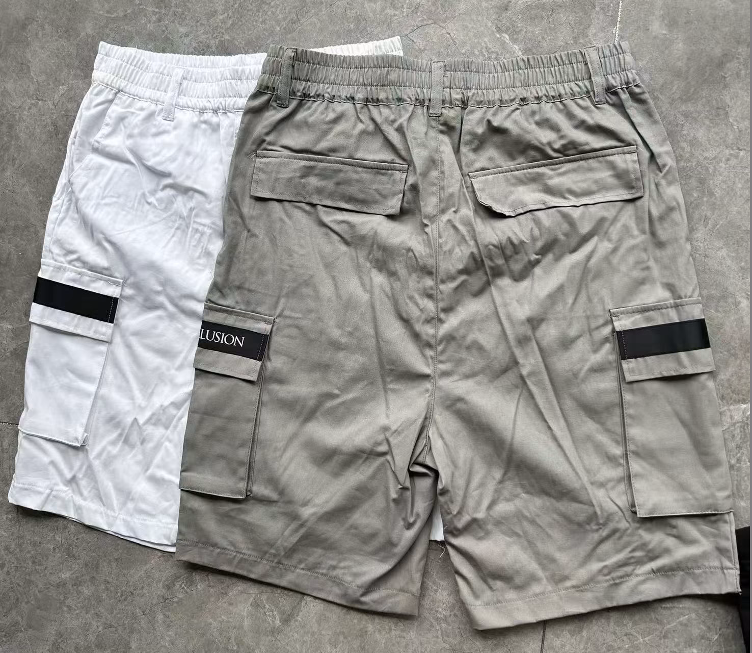 Back view of kids breathable patchwork running sweat shorts for active youth