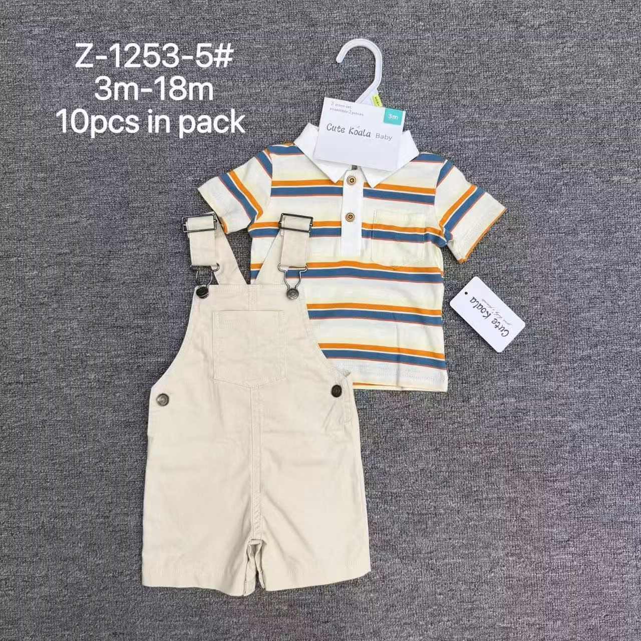 Original factory clearance brand tags and hangers attached to brand new pristine infant clothing