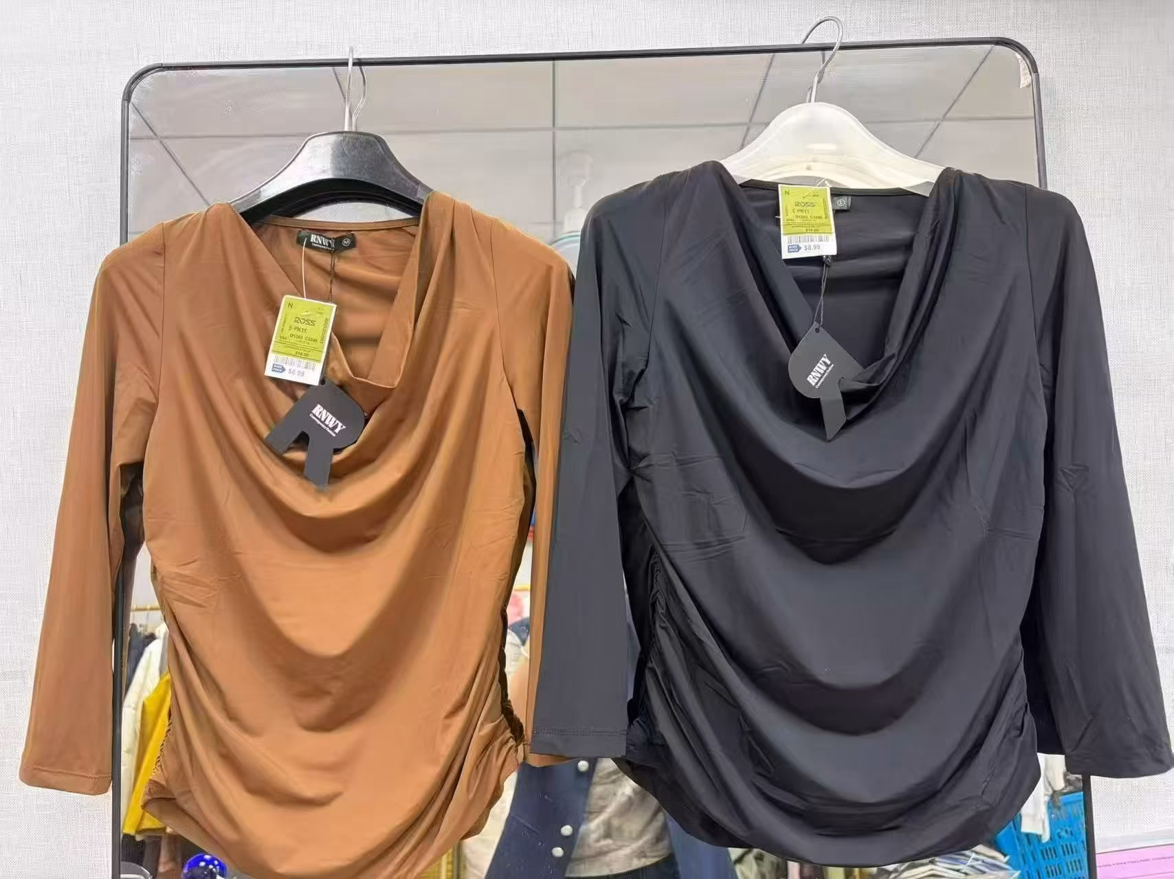 Front view of women elegant khaki off-the-shoulder rib-knit top with slim fit silhouette