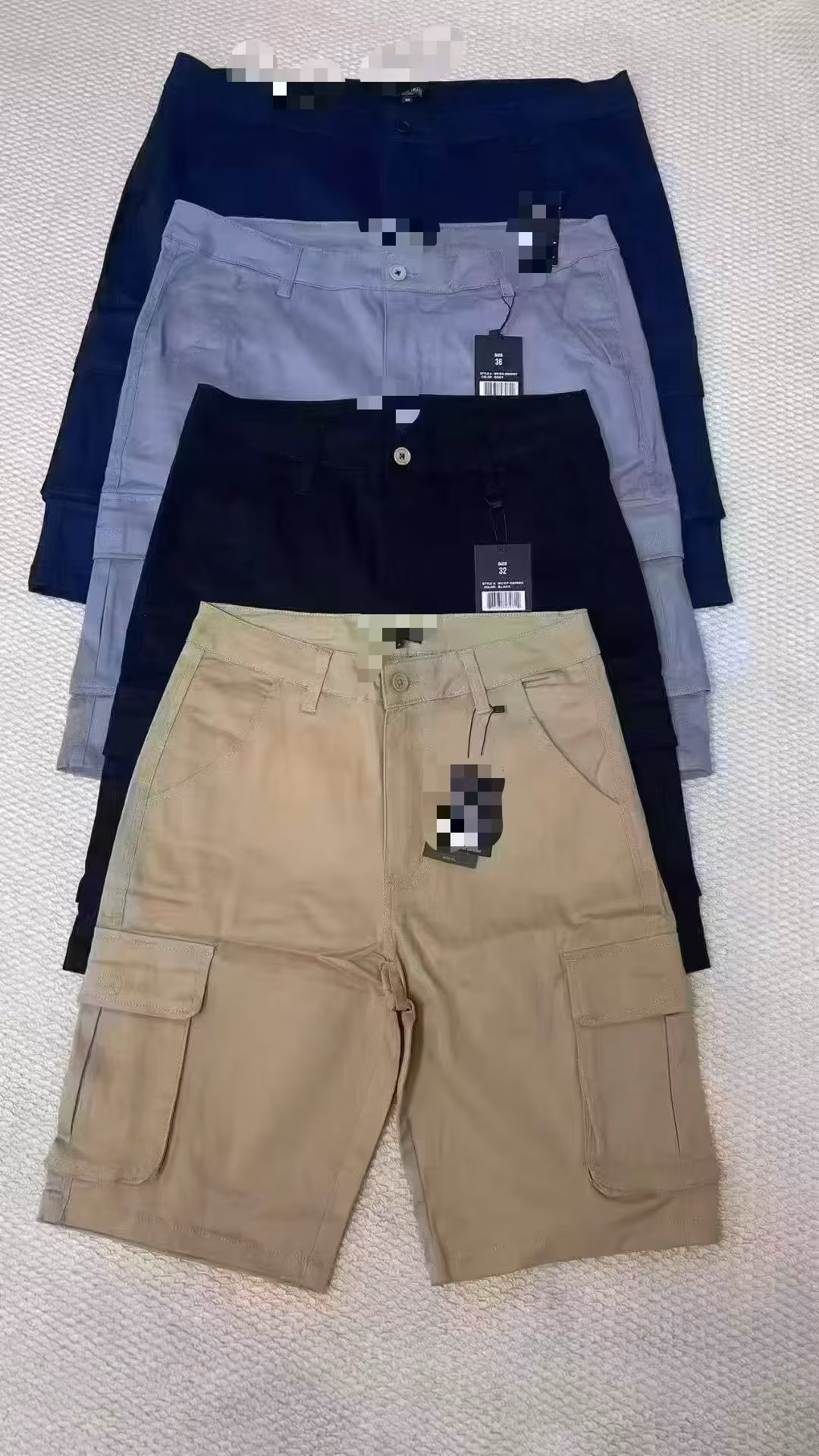 Comprehensive colorway showcase exhibiting four commercial options including classic khaki, tactical black, steel gray, and midnight navy